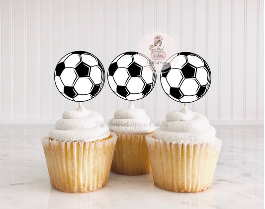 Soccer Ball Cupcake Toppers