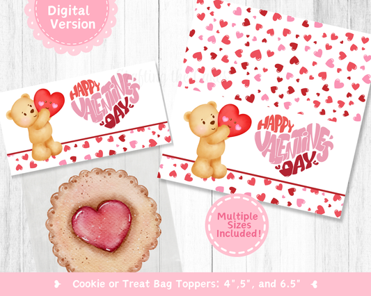 Valentine's Day Bear Cookie Bag Topper