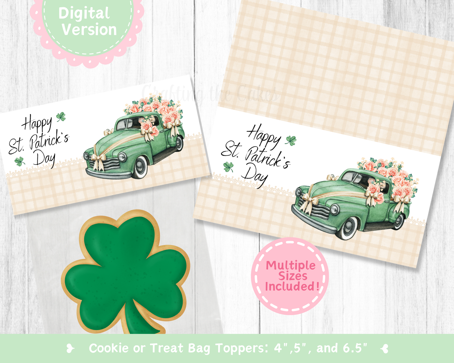 Flower Truck St. Patrick's Day Cookie Bag Topper