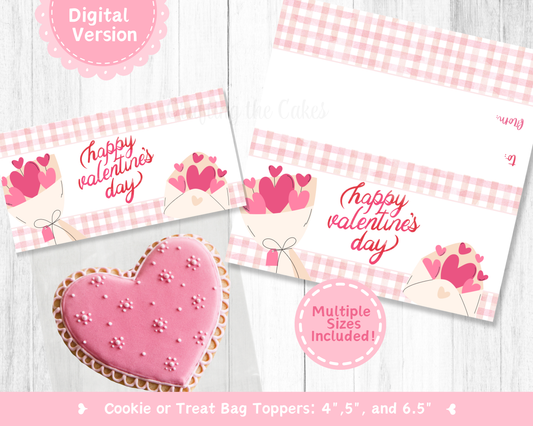 Happy Valentine's Day Hearts Cookie Bag Topper