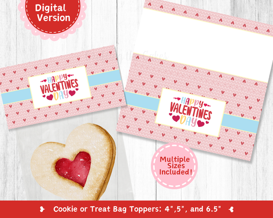 Happy Valentine's Day Little Hearts Cookie Bag Topper