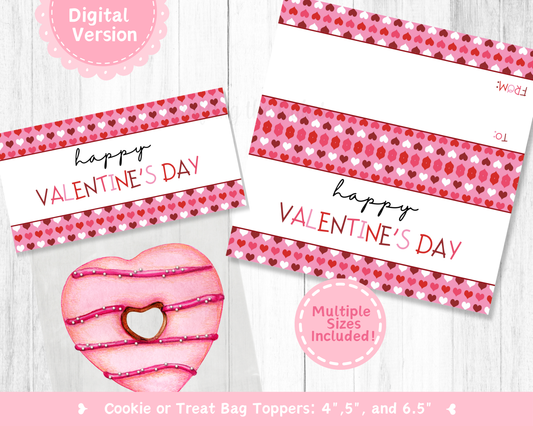 Happy Valentine's Day Hearts Cookie Bag Topper