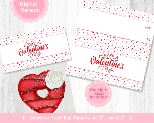 Happy Valentine's Day Sprinkles Cookie Bag Topper