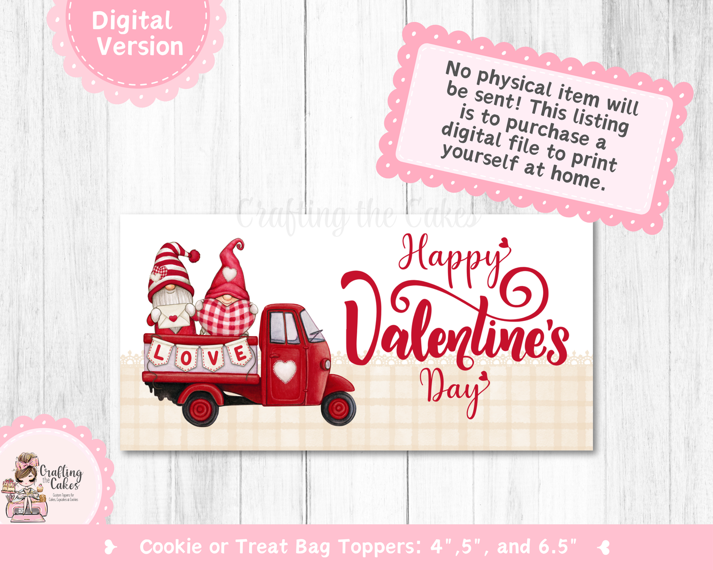 Love Gnomes Truck Cookie Bag Topper