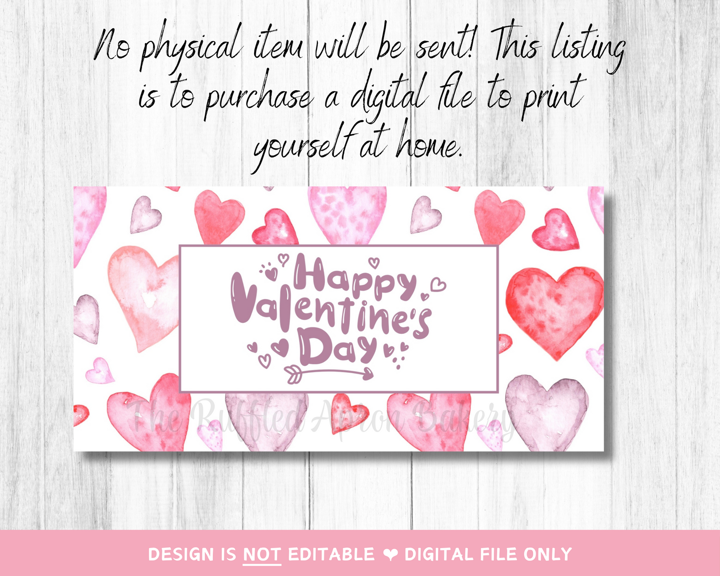 Happy Valentine's Day Watercolor Hearts Cookie Bag Topper