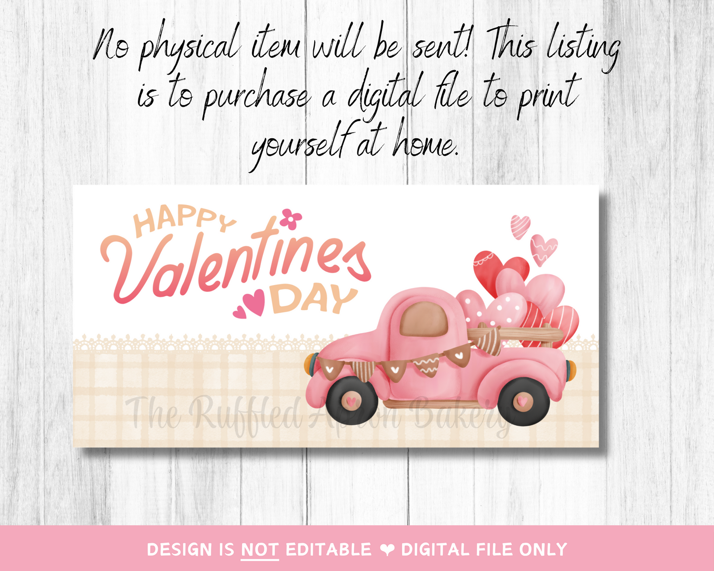 Valentine's Day Pink Truck Cookie Bag Topper