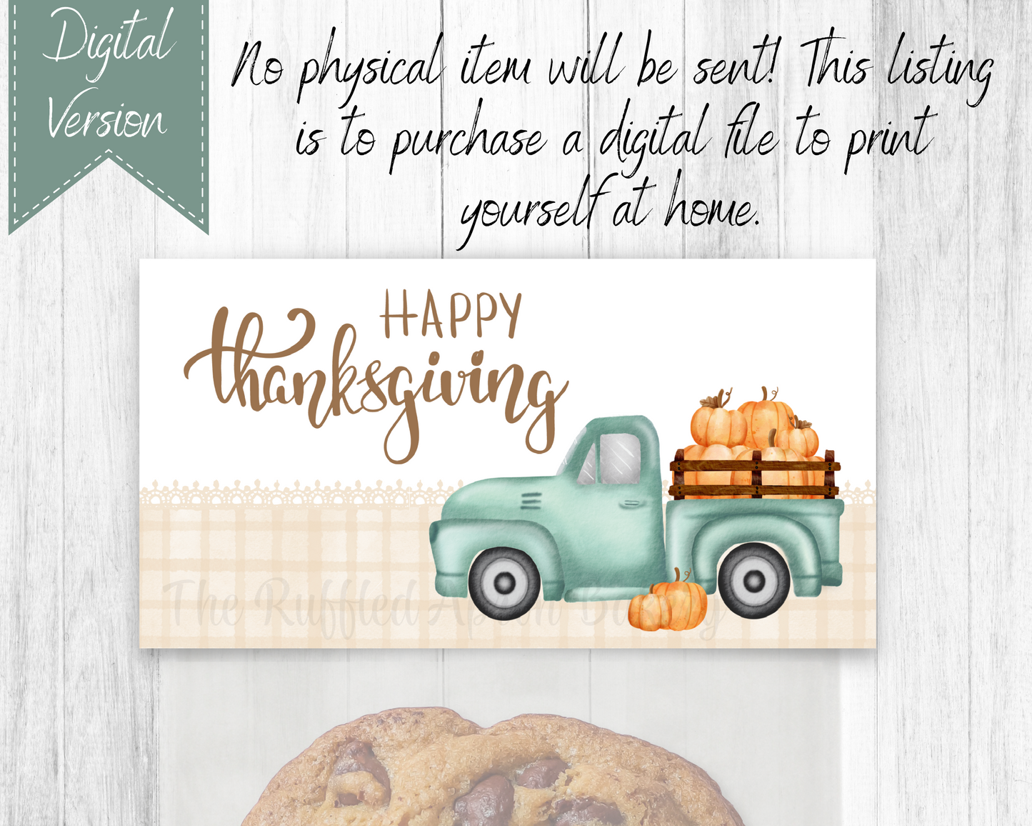 Happy Thanksgiving Truck Cookie Bag Topper