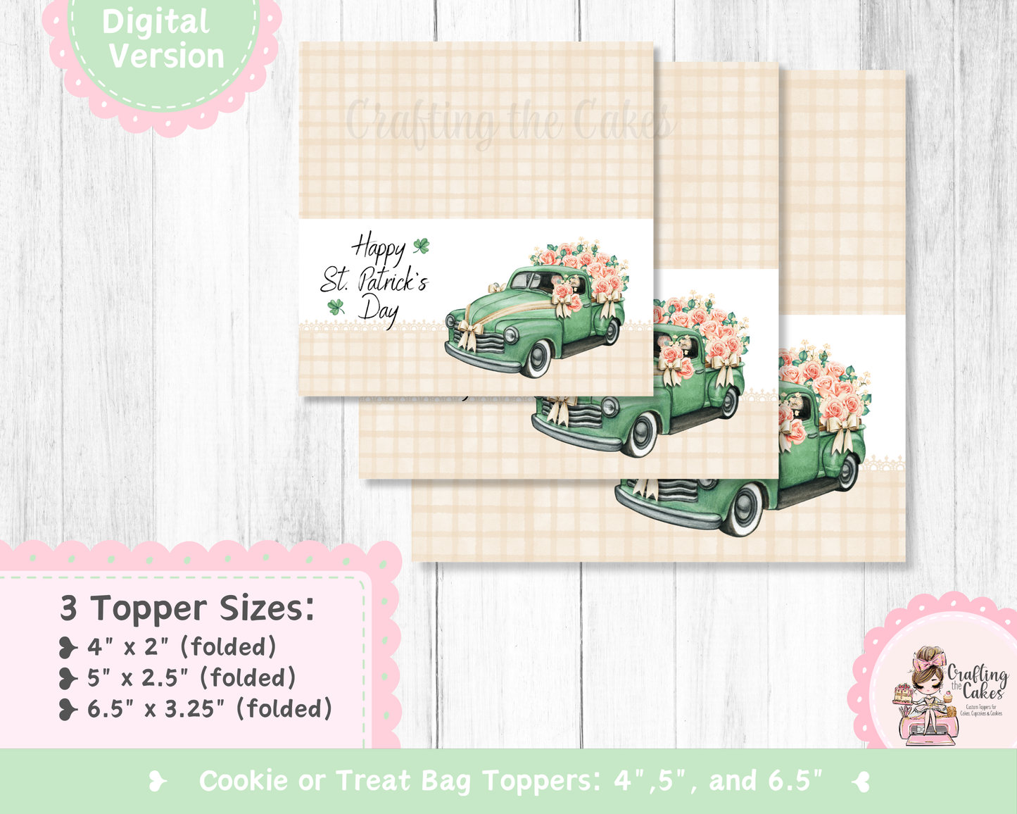 Flower Truck St. Patrick's Day Cookie Bag Topper