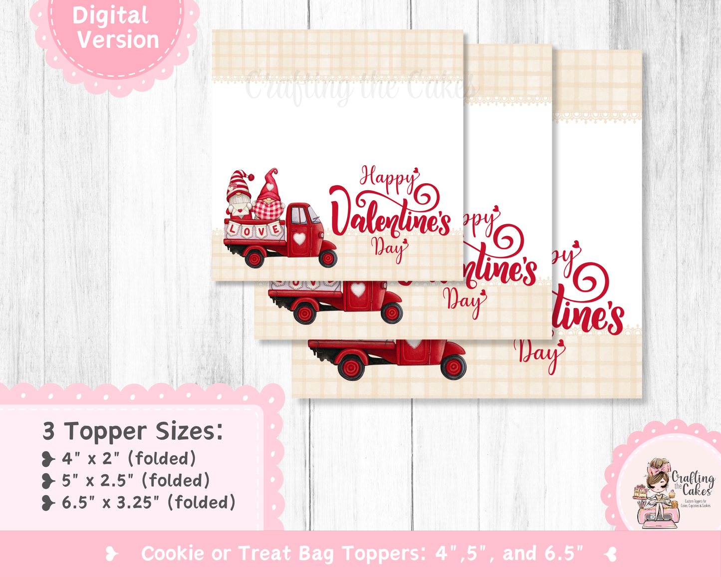 Love Gnomes Truck Cookie Bag Topper