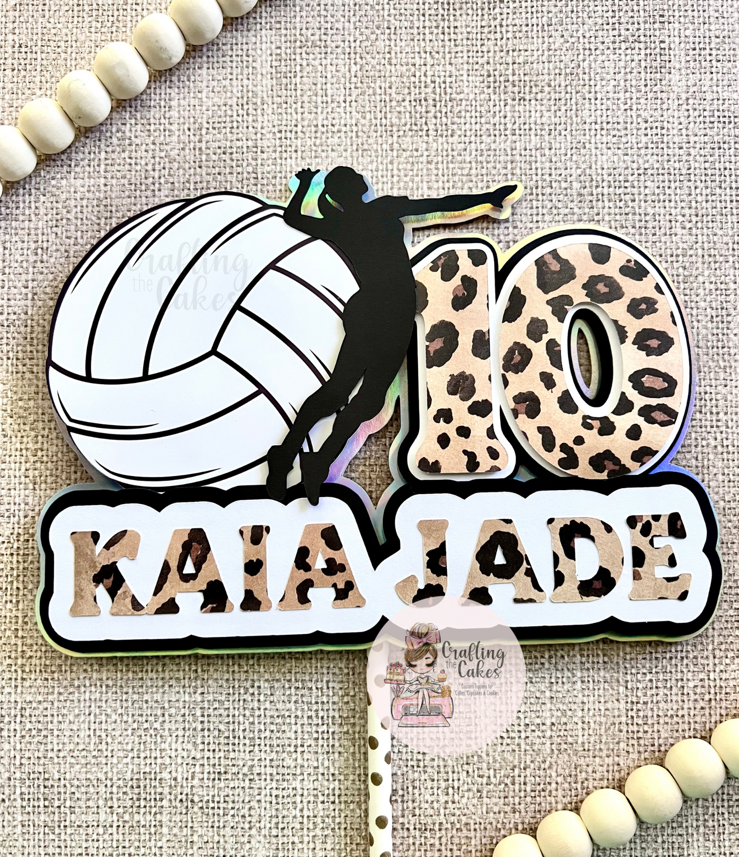Leopard Print Volleyball Cake Topper