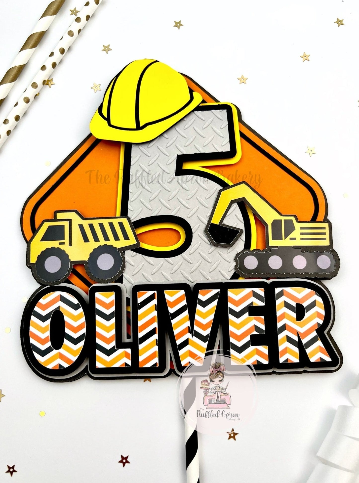 Construction Trucks Cake Topper