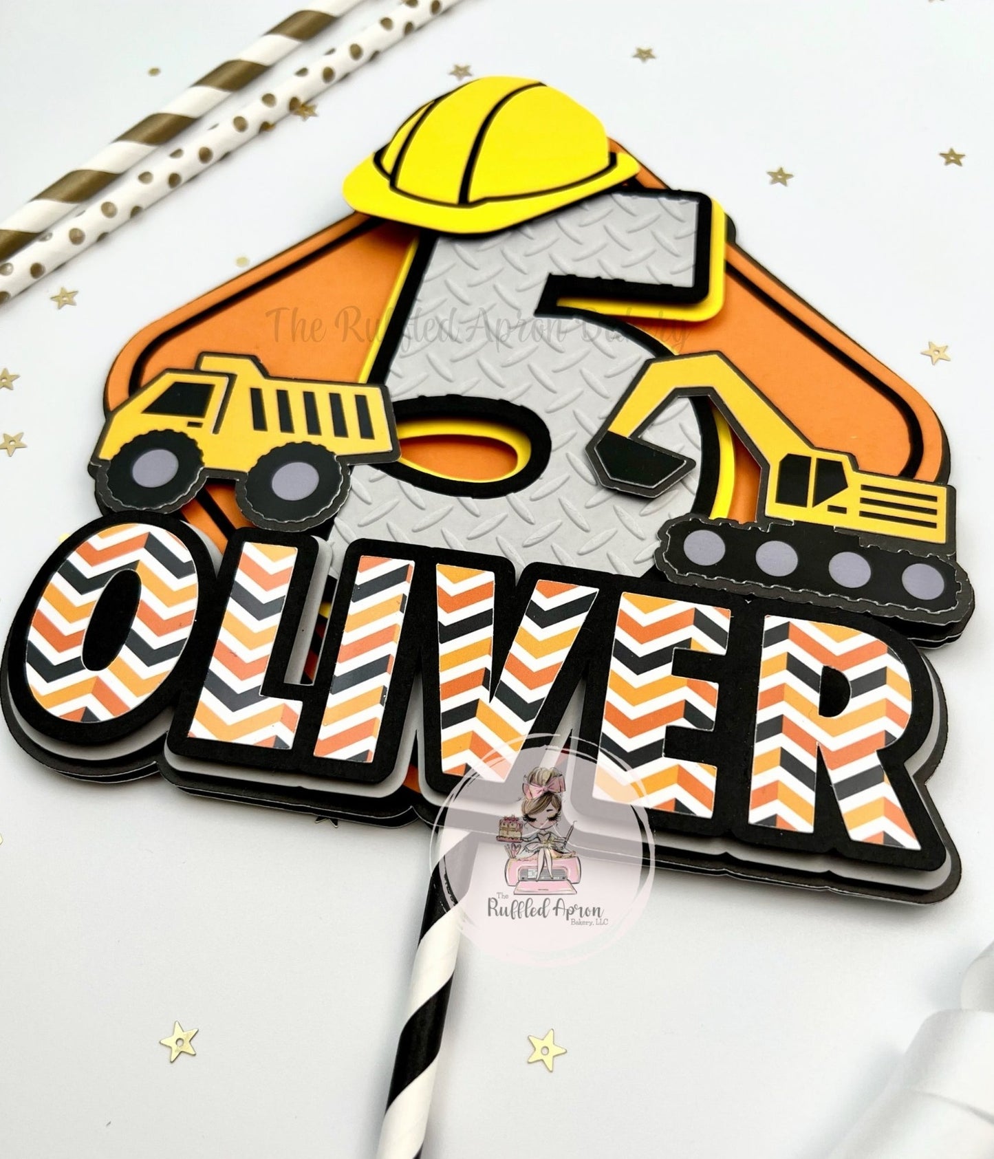 Construction Trucks Cake Topper