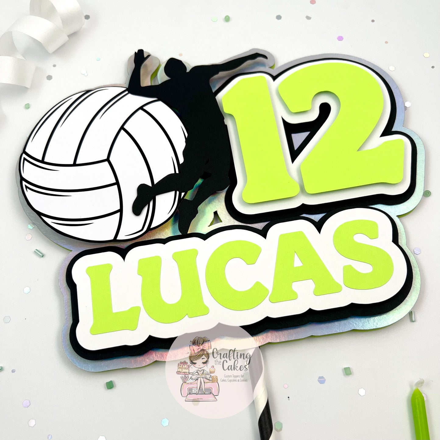 Boys Volleyball Cake Topper