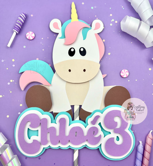 Sitting Unicorn Cake Topper