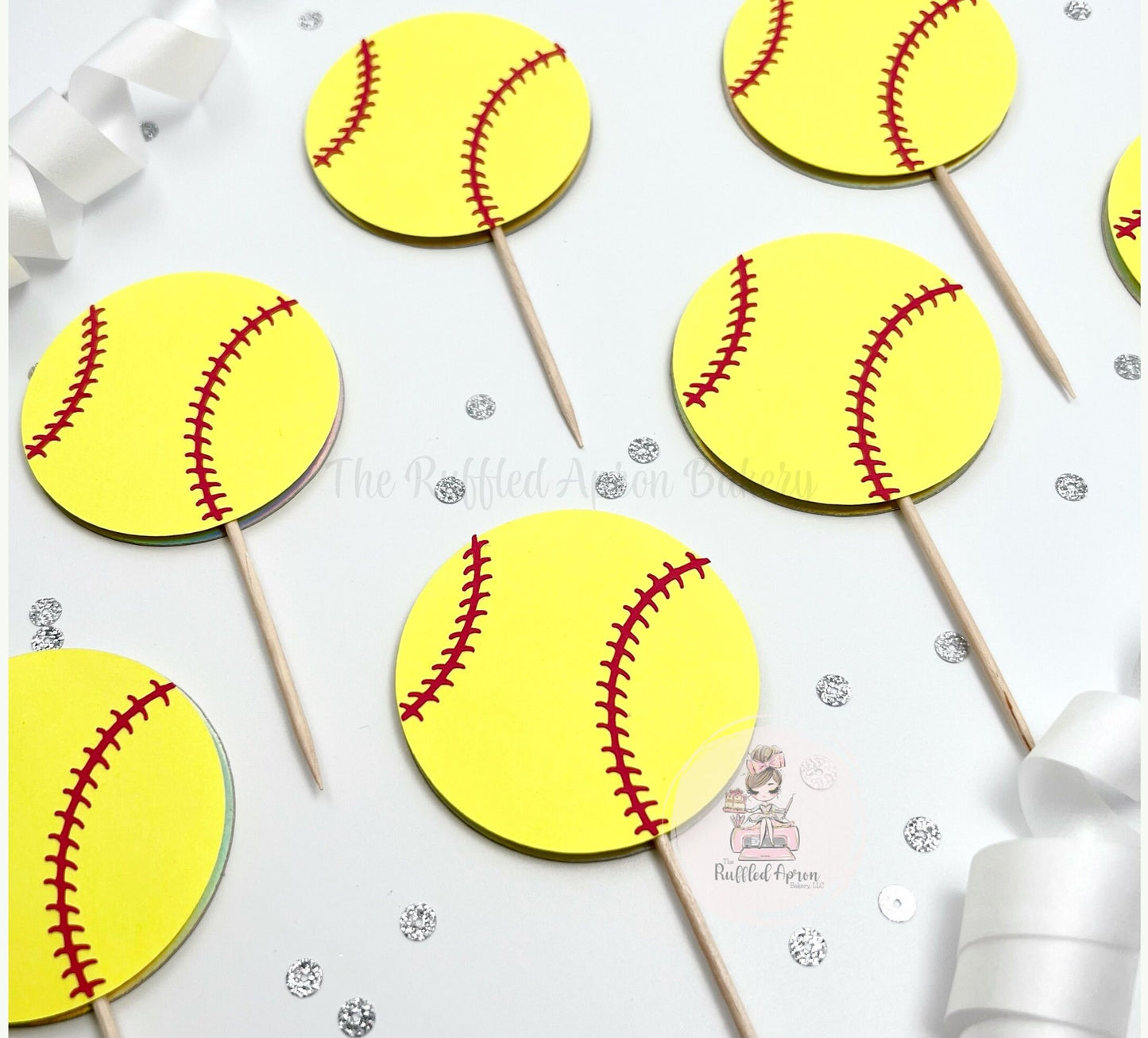 Softball Cupcake Toppers